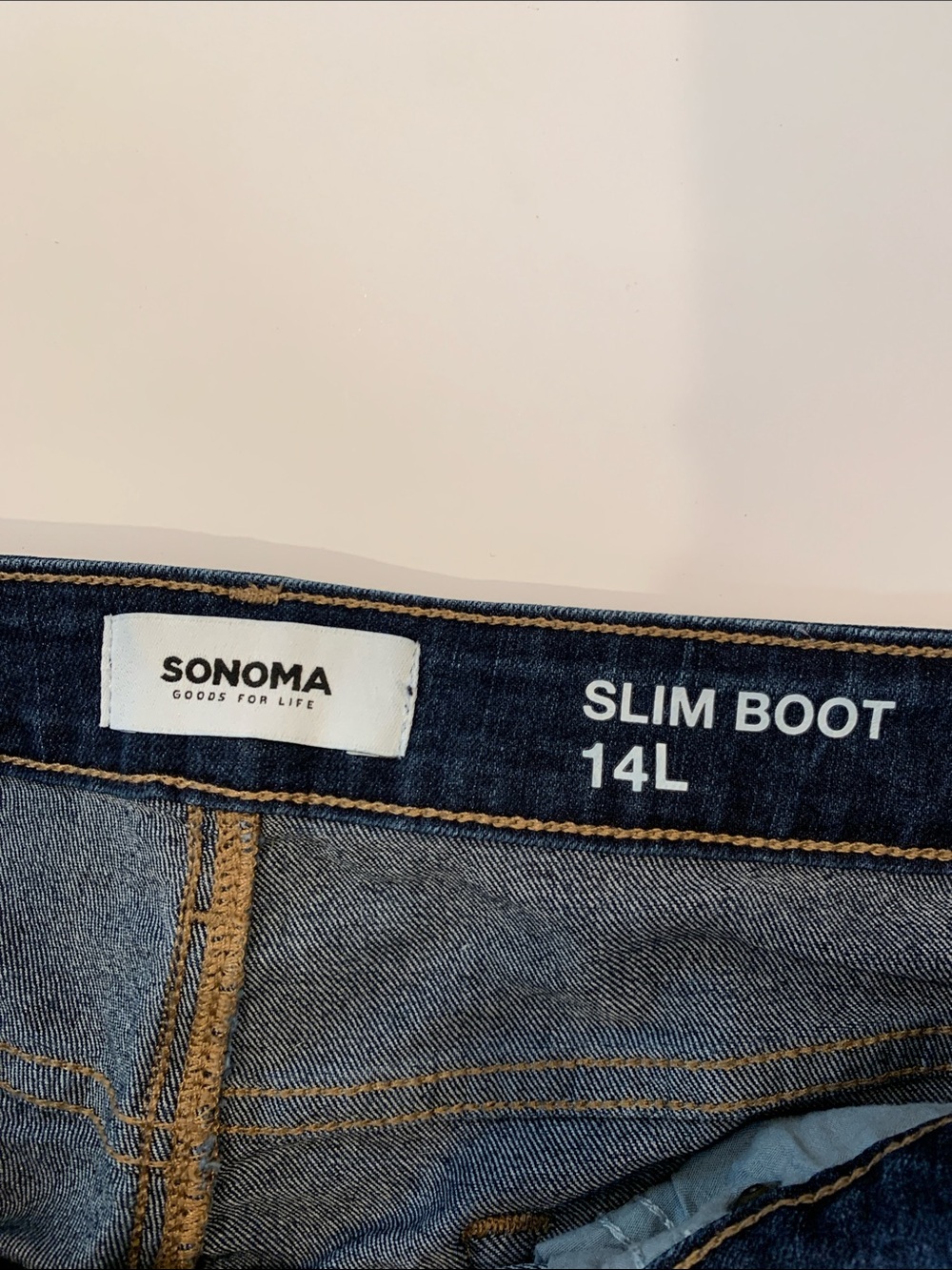 Sonoma Women’s Size 14 Long Classic Dark Blue Slim Boot Cut Jeans 33 Inch Inseam - Picture 3 of 6